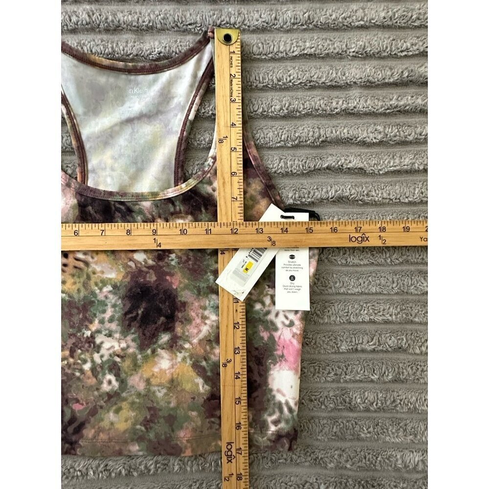 Calvin Klein Performance Printed Racerback Women's Crop Tank Top NWT Java - Picture 12 of 15